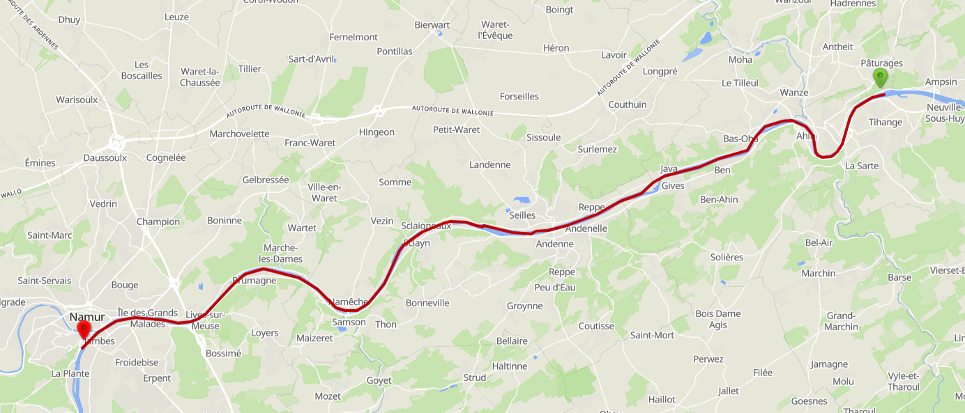 Route Tihange - Namur