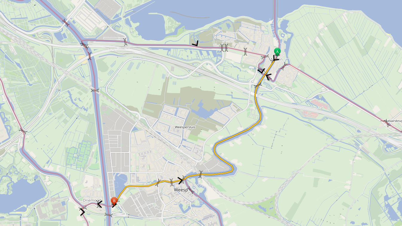 Route Muiden - Weesp