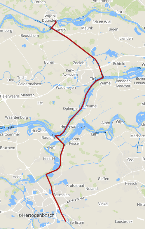 Route Wijk bij Duurstede - Den Dungen